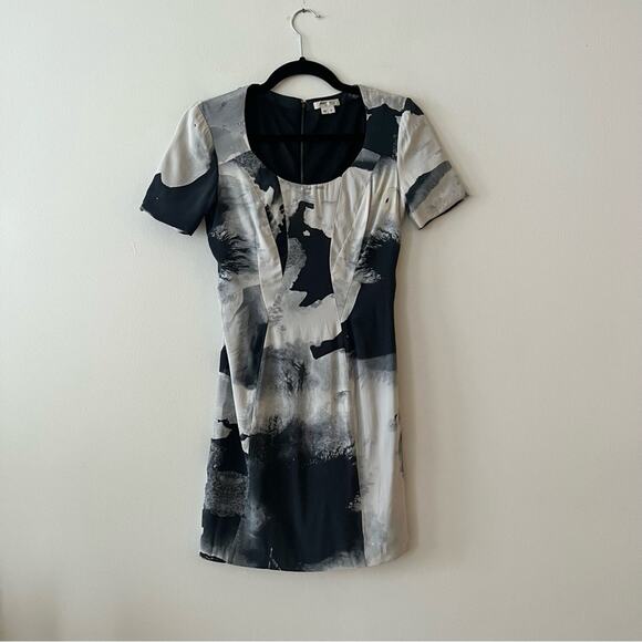 Helmut Lang Abstract Print Silk Dress - Picture 1 of 8